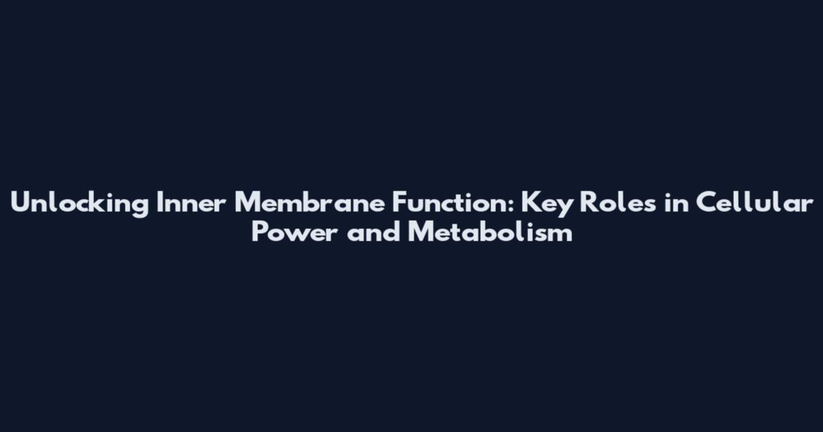 Unlocking Inner Membrane Function: Key Roles in Cellular Power and Metabolism