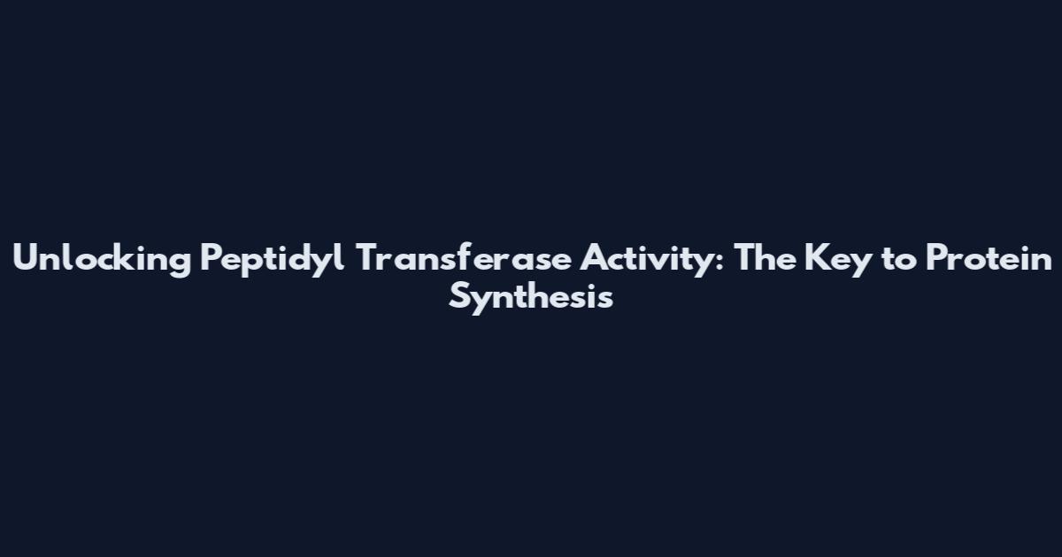 Unlocking Peptidyl Transferase Activity: The Key to Protein Synthesis