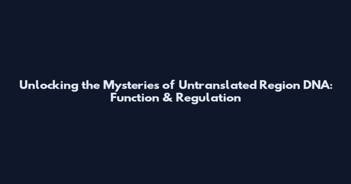 Unlocking the Mysteries of Untranslated Region DNA: Function & Regulation
