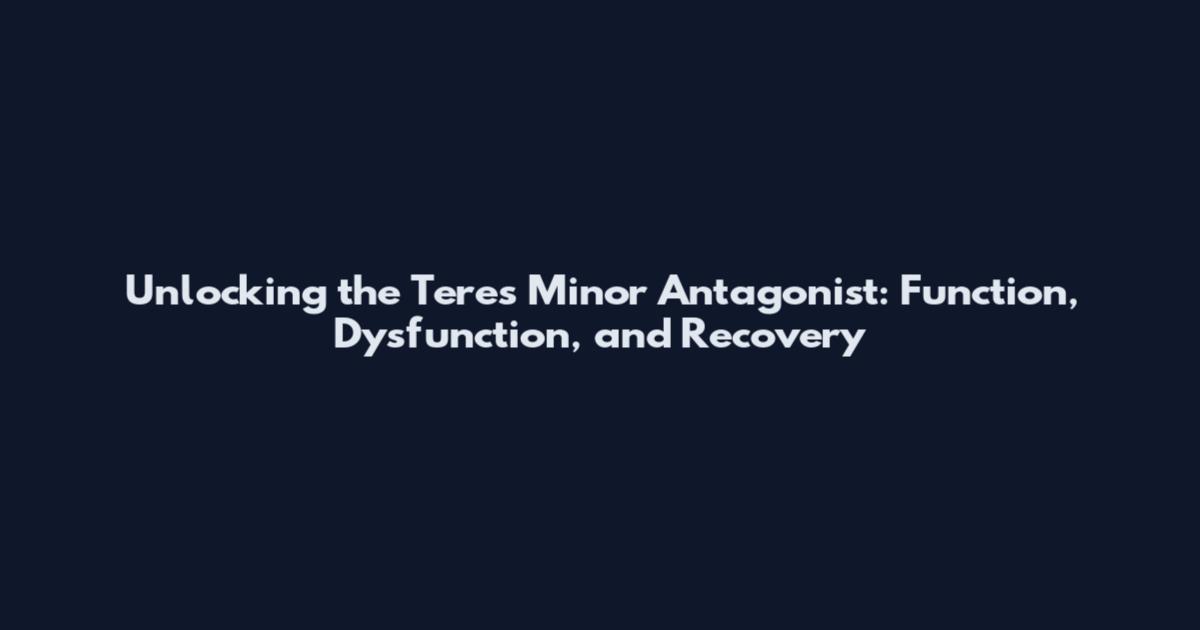 Unlocking the Teres Minor Antagonist: Function, Dysfunction, and Recovery