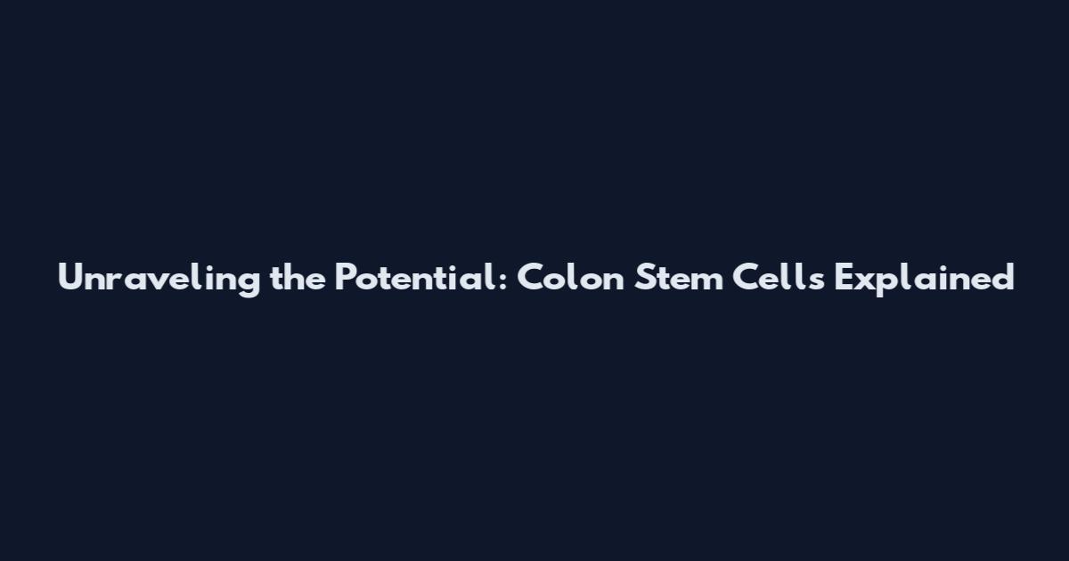 Unraveling the Potential: Colon Stem Cells Explained