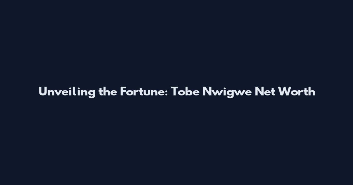 Unveiling the Fortune: Tobe Nwigwe Net Worth