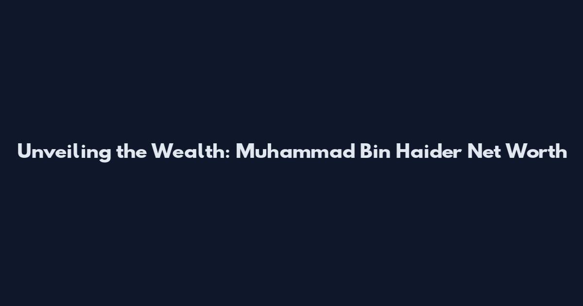Unveiling the Wealth: Muhammad Bin Haider Net Worth
