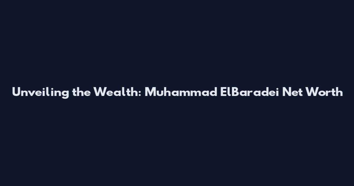 Unveiling the Wealth: Muhammad ElBaradei Net Worth
