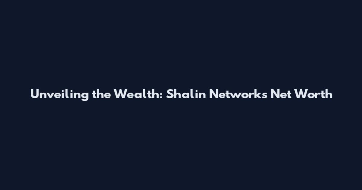 Unveiling the Wealth: Shalin Network's Net Worth