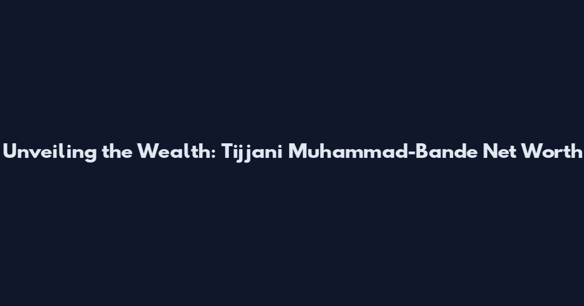 Unveiling the Wealth: Tijjani Muhammad-Bande Net Worth