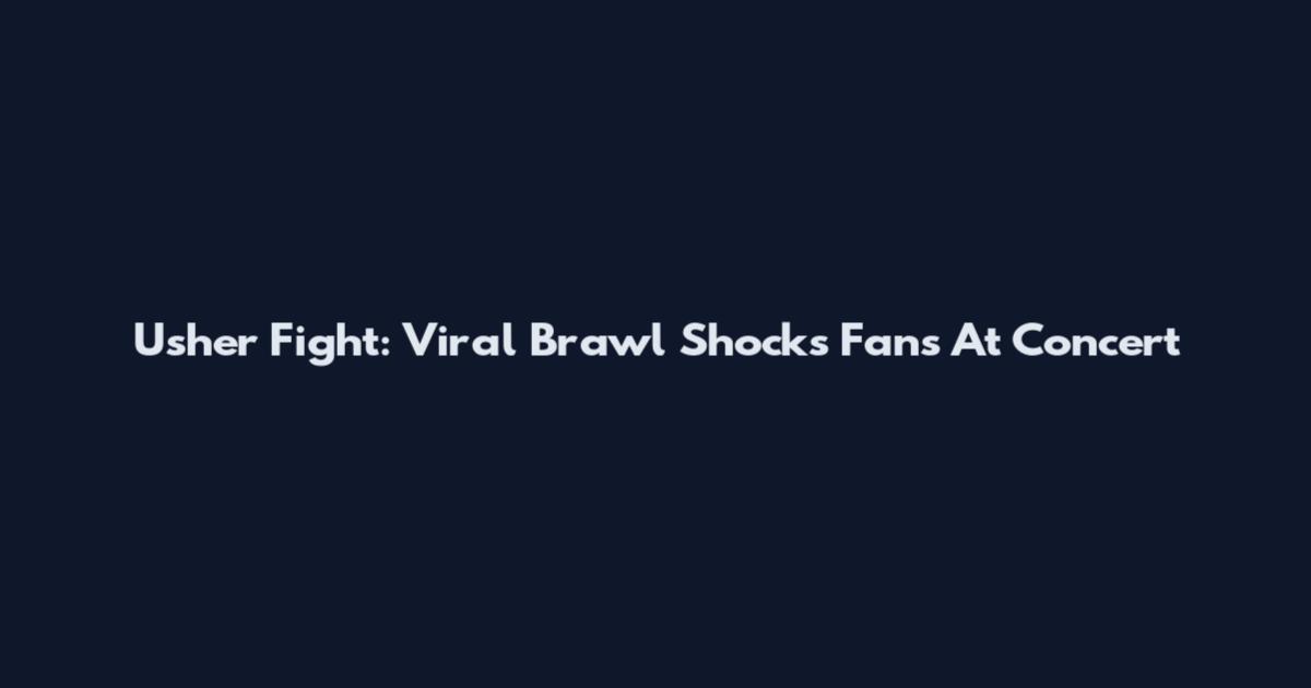 Usher Fight: Viral Brawl Shocks Fans At Concert