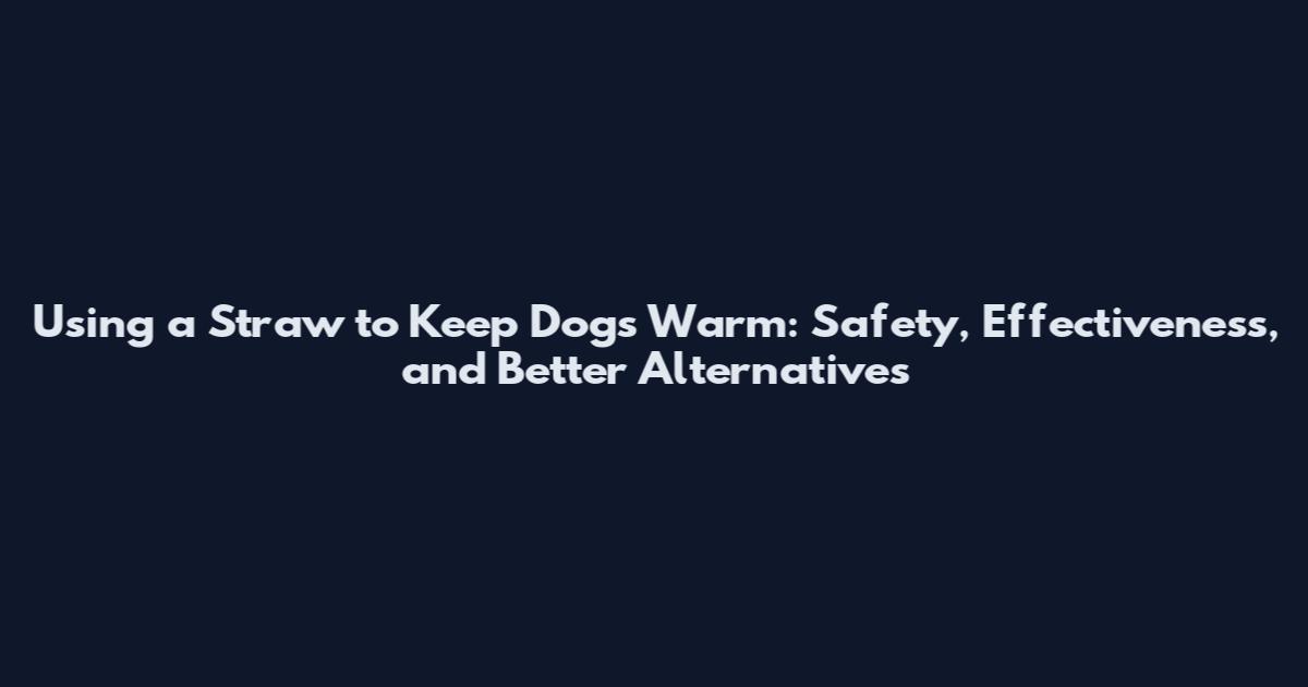Using a Straw to Keep Dogs Warm: Safety, Effectiveness, and Better Alternatives