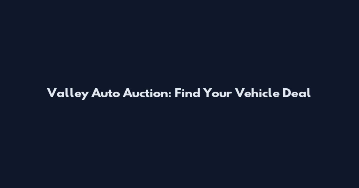 Valley Auto Auction: Find Your Vehicle Deal