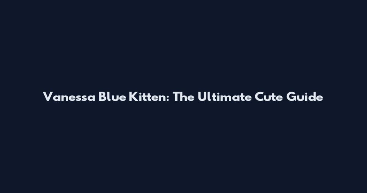 Vanessa Blue Kitten: The Ultimate Cute Guide