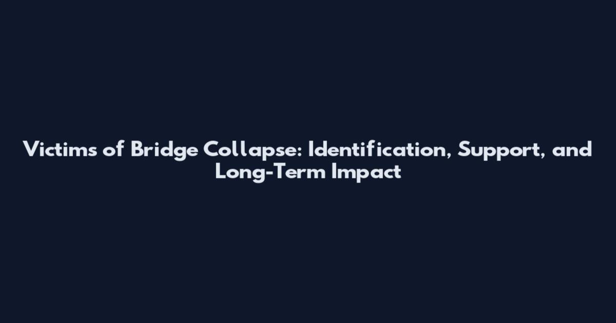 Victims of Bridge Collapse: Identification, Support, and Long-Term Impact