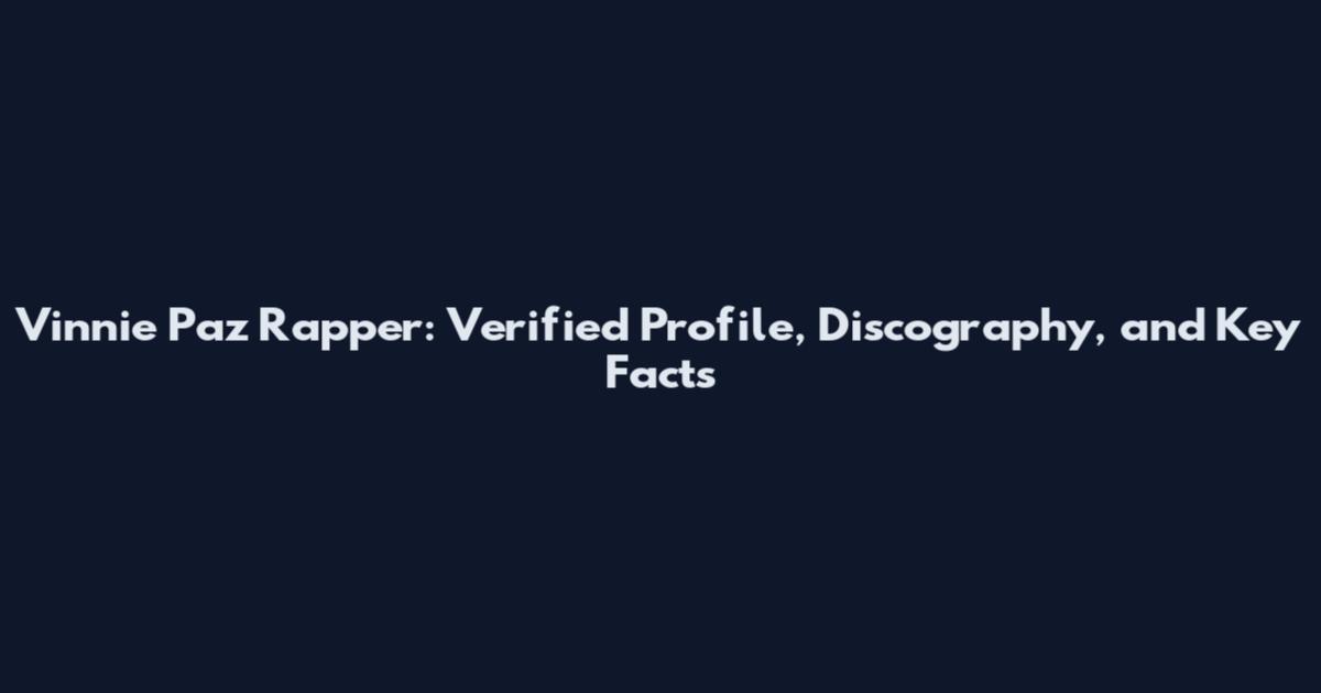 Vinnie Paz Rapper: Verified Profile, Discography, and Key Facts