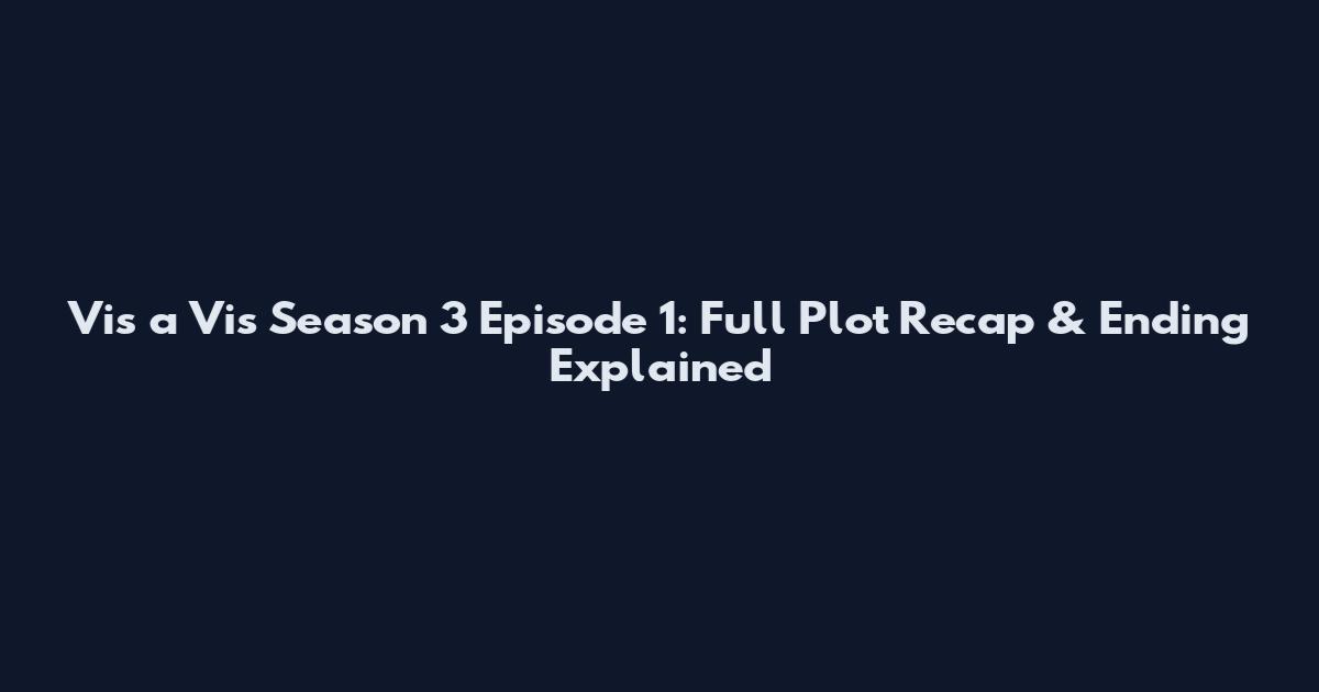 Vis a Vis Season 3 Episode 1: Full Plot Recap & Ending Explained