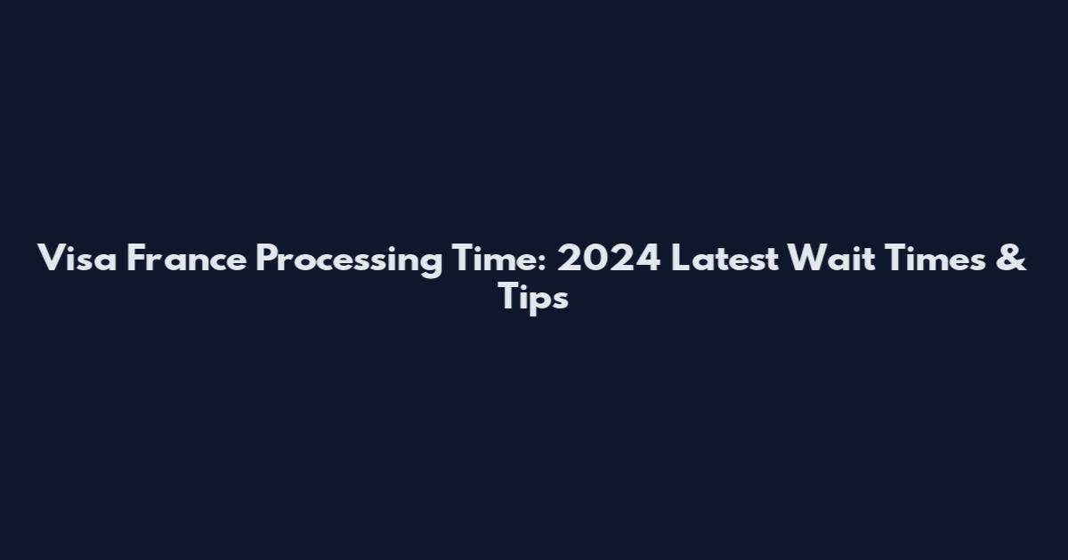 Visa France Processing Time: 2024 Latest Wait Times & Tips