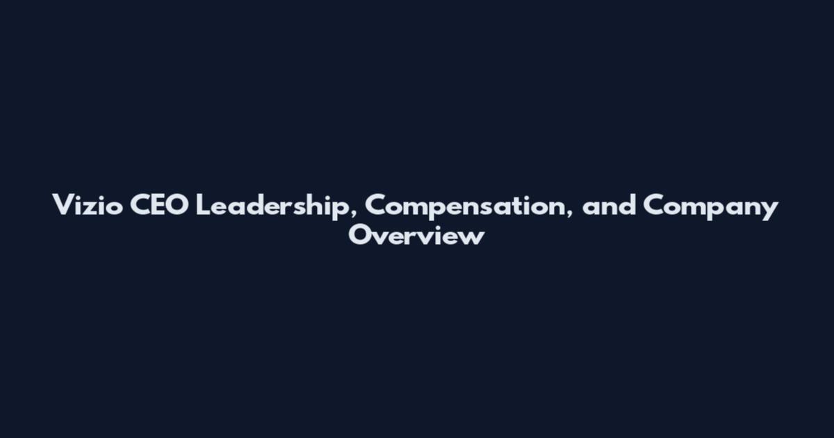 Vizio CEO Leadership, Compensation, and Company Overview
