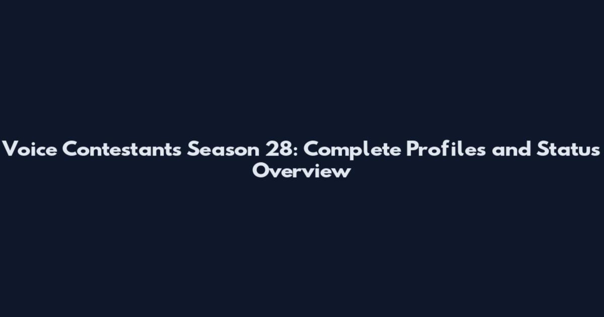 Voice Contestants Season 28: Complete Profiles and Status Overview