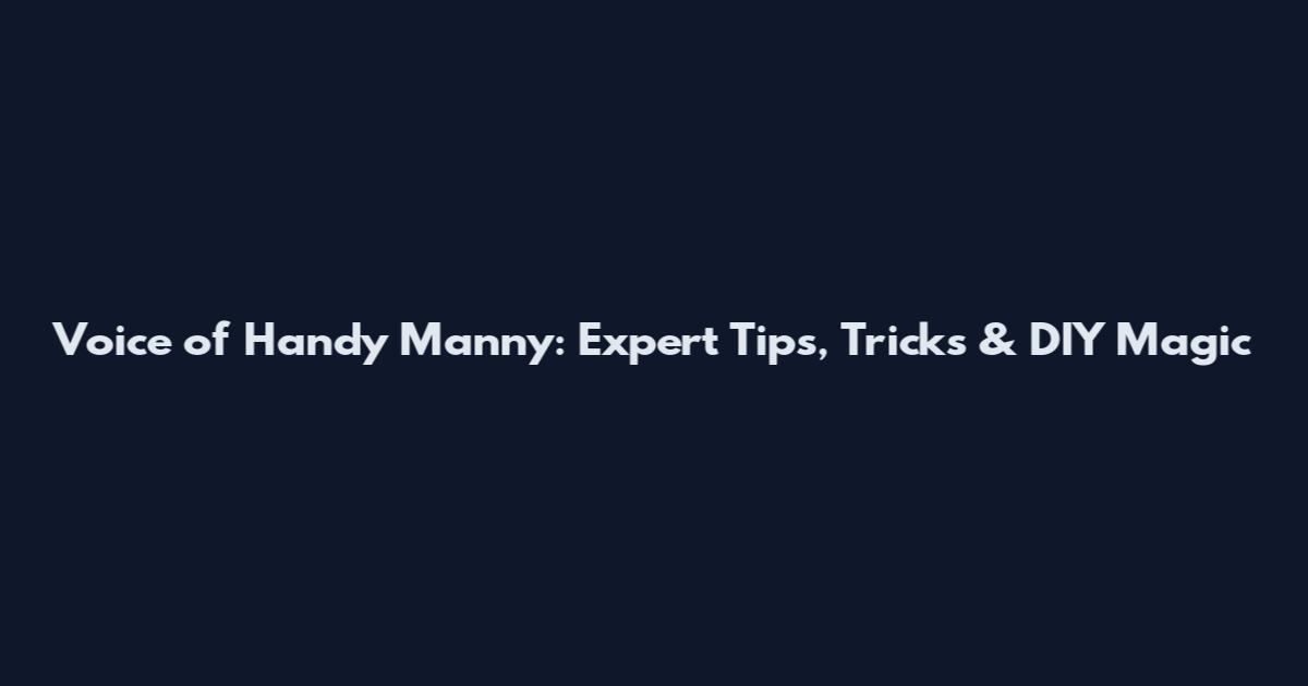Voice of Handy Manny: Expert Tips, Tricks & DIY Magic