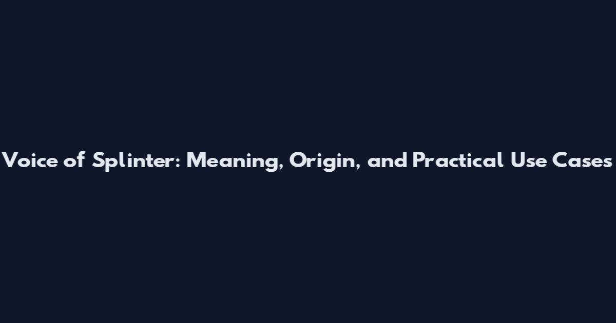 Voice of Splinter: Meaning, Origin, and Practical Use Cases