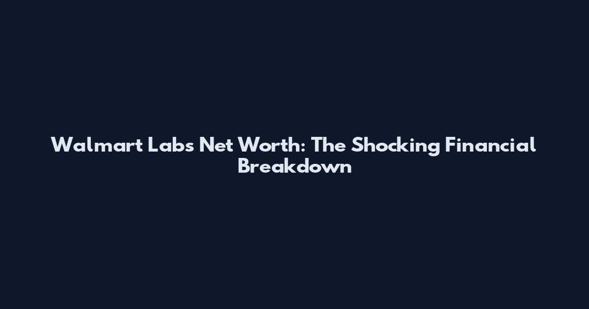 Walmart Labs Net Worth: The Shocking Financial Breakdown