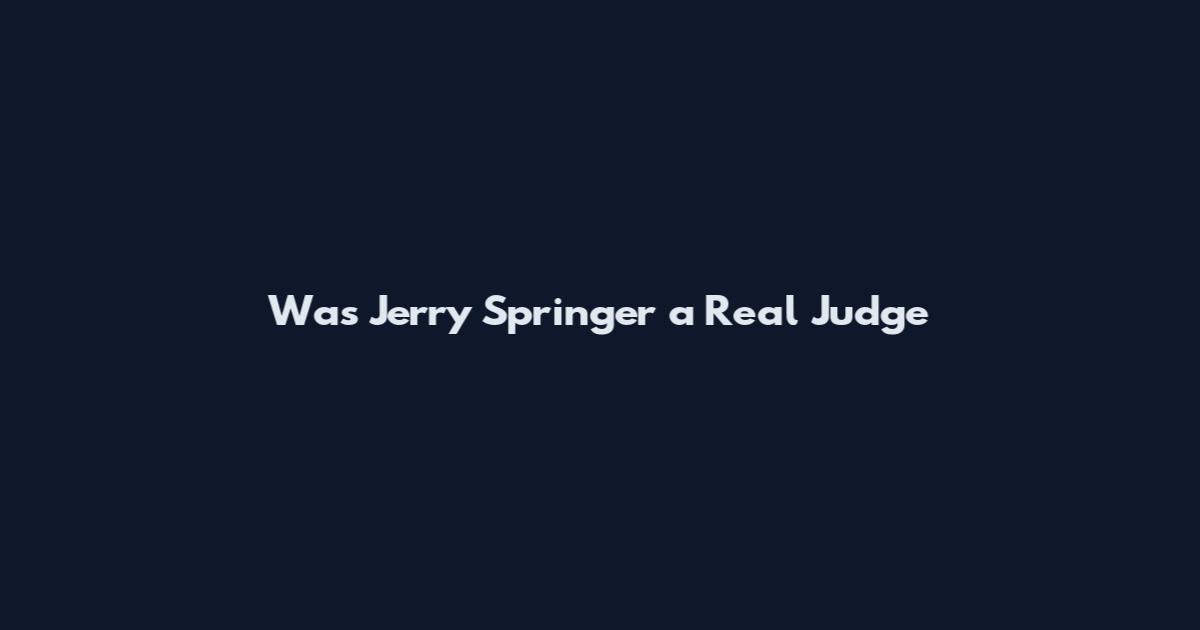 Was Jerry Springer a Real Judge
