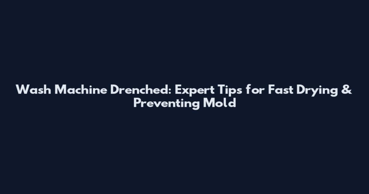 Wash Machine Drenched: Expert Tips for Fast Drying & Preventing Mold