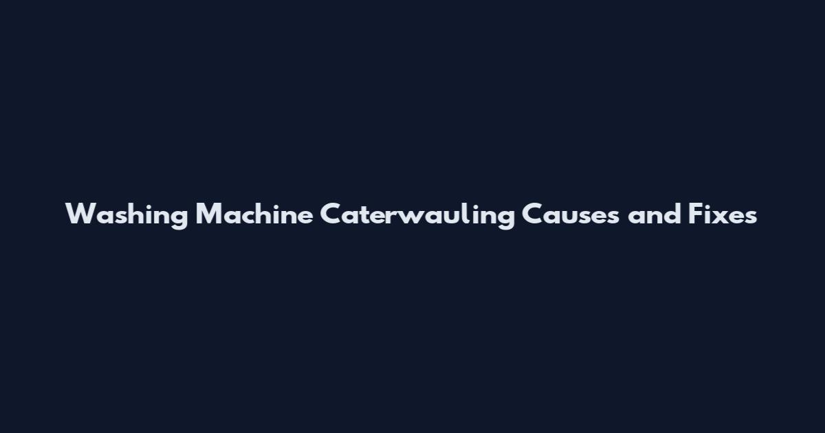 Washing Machine Caterwauling Causes and Fixes