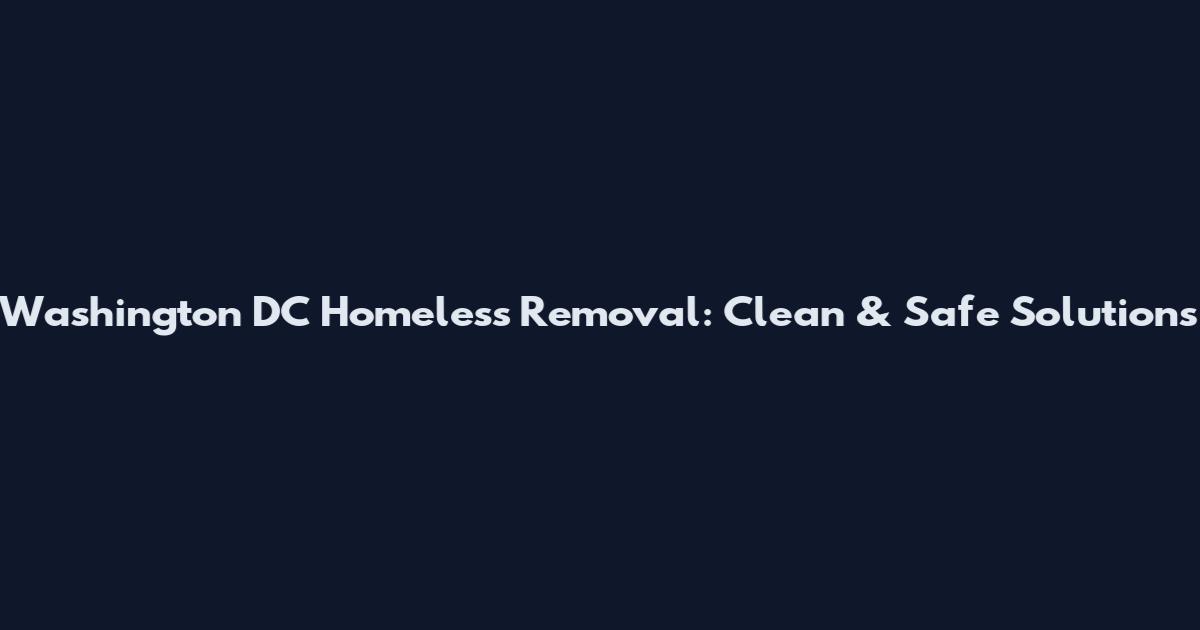Washington DC Homeless Removal: Clean & Safe Solutions