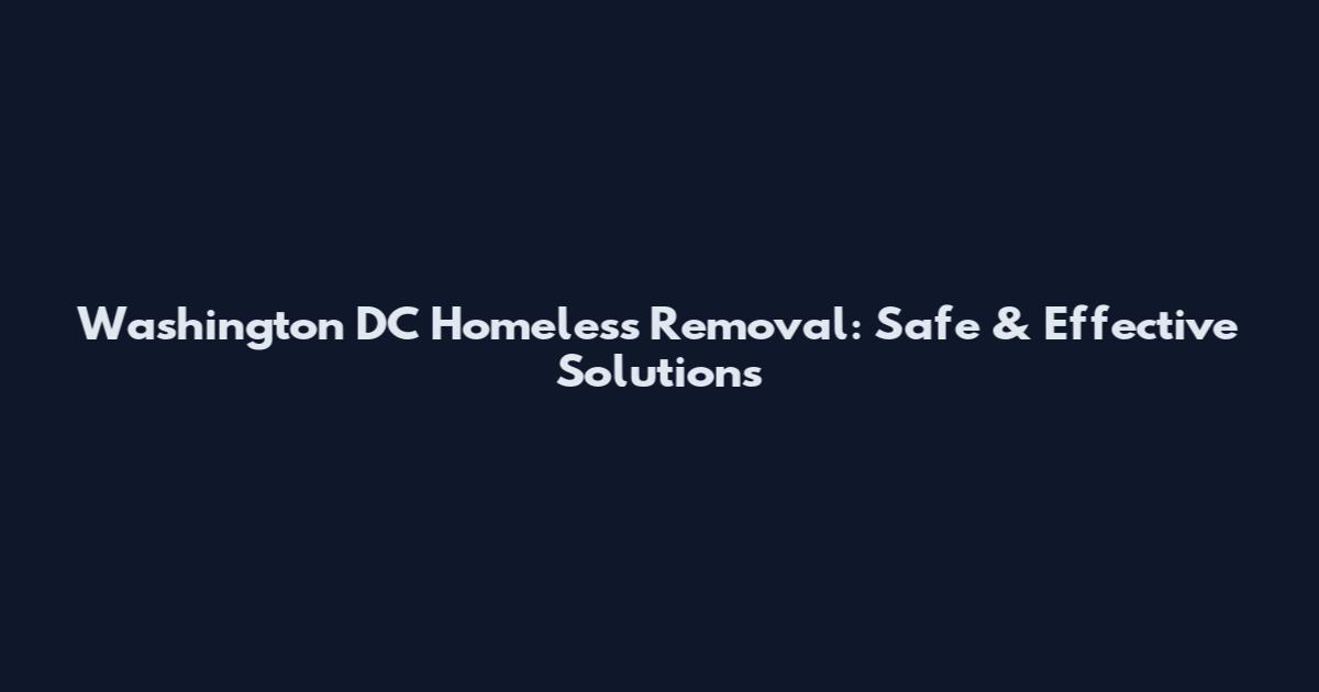 Washington DC Homeless Removal: Safe & Effective Solutions