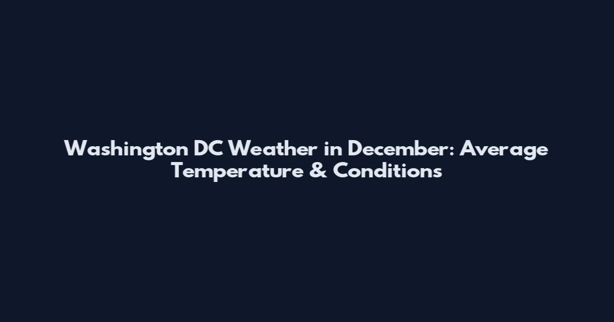 Washington DC Weather in December: Average Temperature & Conditions