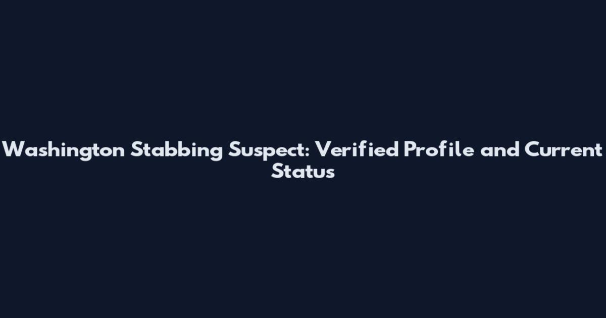 Washington Stabbing Suspect: Verified Profile and Current Status