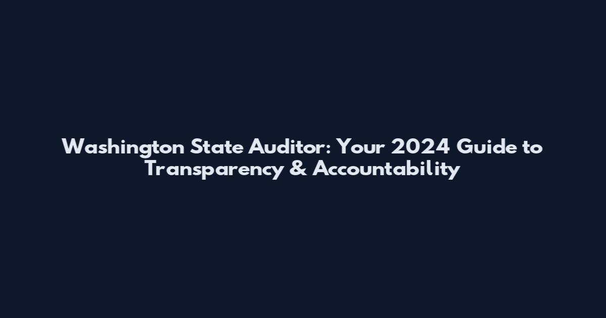 Washington State Auditor: Your 2024 Guide to Transparency & Accountability