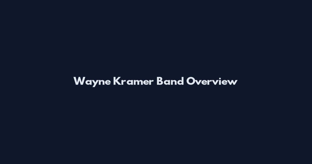 Wayne Kramer Band Overview