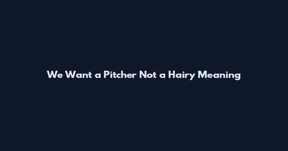 We Want a Pitcher Not a Hairy Meaning