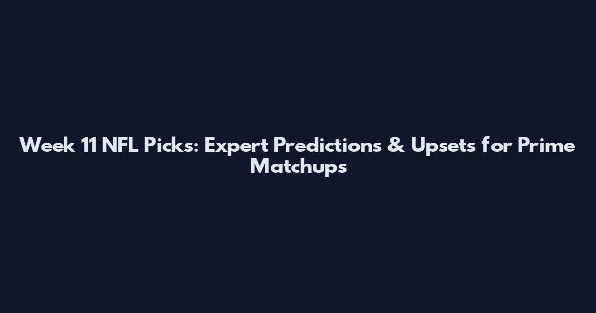 Week 11 NFL Picks: Expert Predictions & Upsets for Prime Matchups