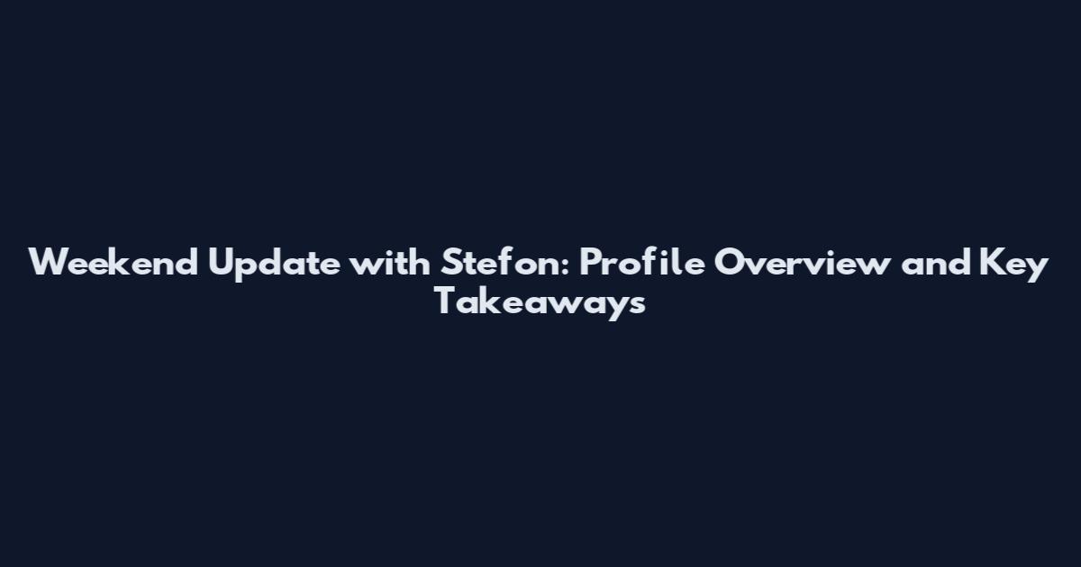 Weekend Update with Stefon: Profile Overview and Key Takeaways