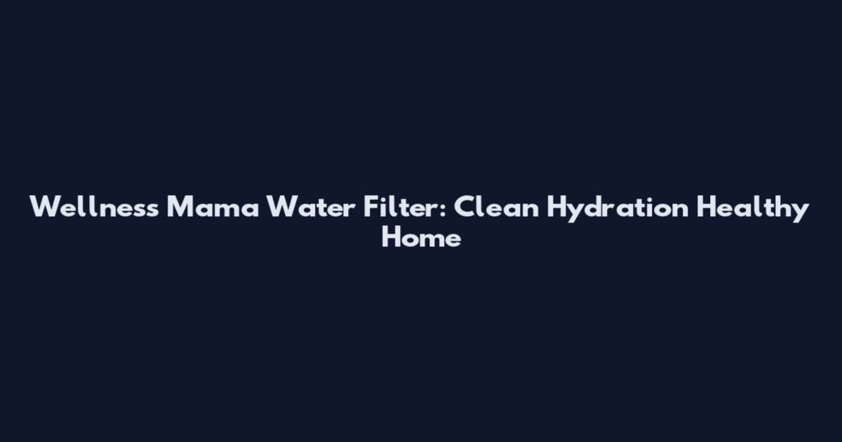Wellness Mama Water Filter: Clean Hydration Healthy Home