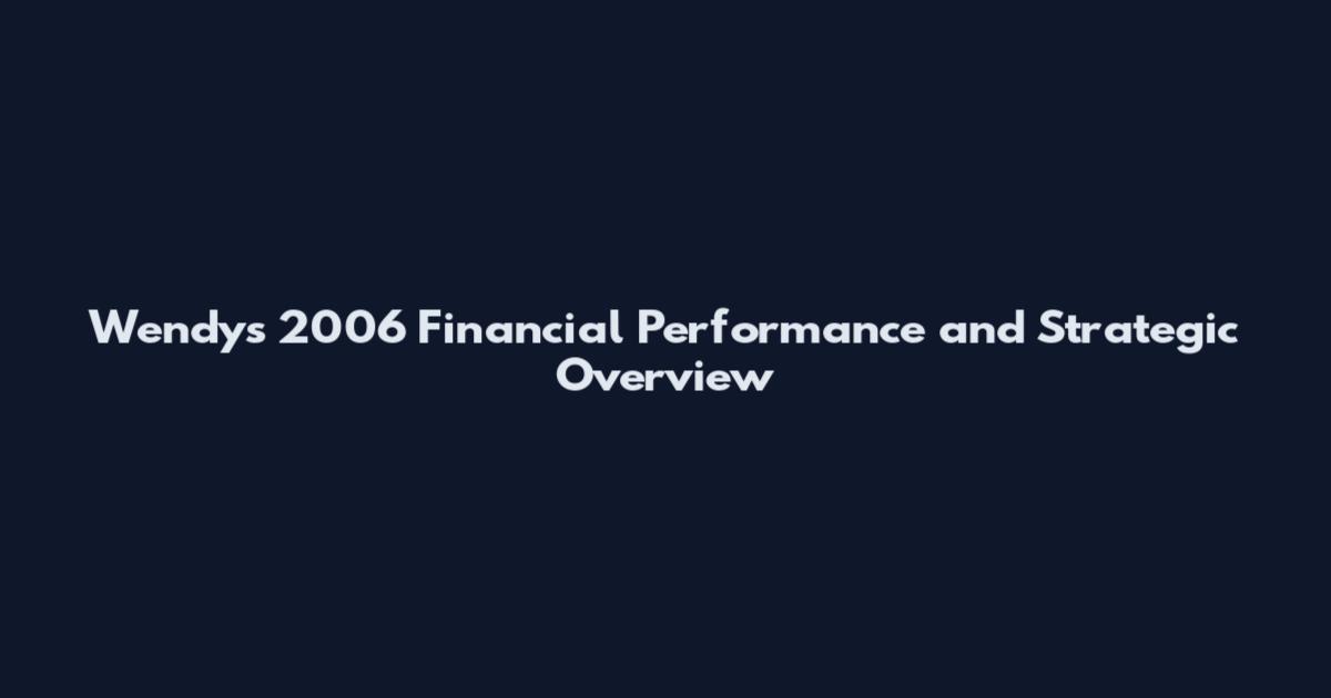 Wendy's 2006 Financial Performance and Strategic Overview