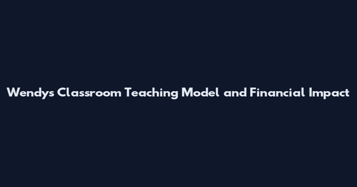 Wendy's Classroom Teaching Model and Financial Impact