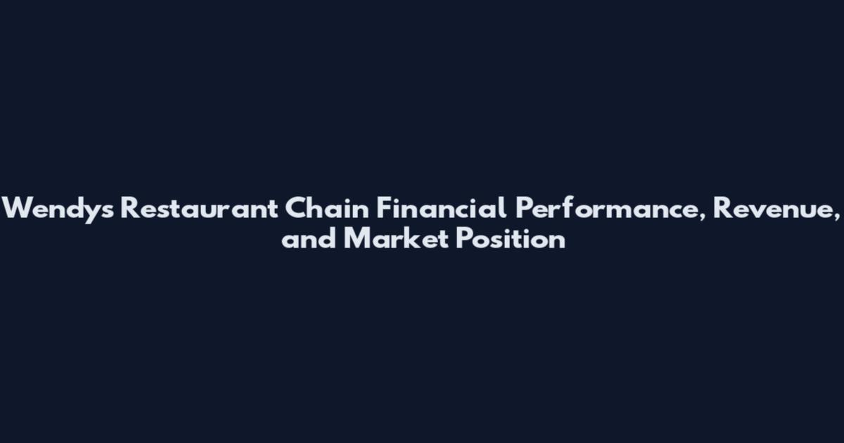 Wendy's Restaurant Chain Financial Performance, Revenue, and Market Position
