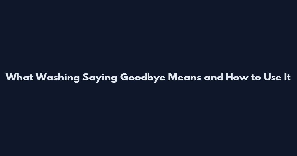 What 'Washing Saying Goodbye' Means and How to Use It