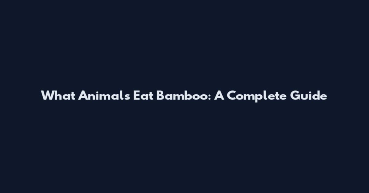 What Animals Eat Bamboo: A Complete Guide