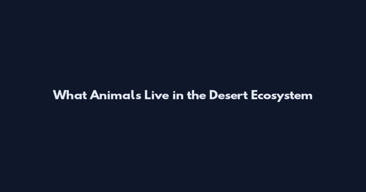 What Animals Live in the Desert Ecosystem