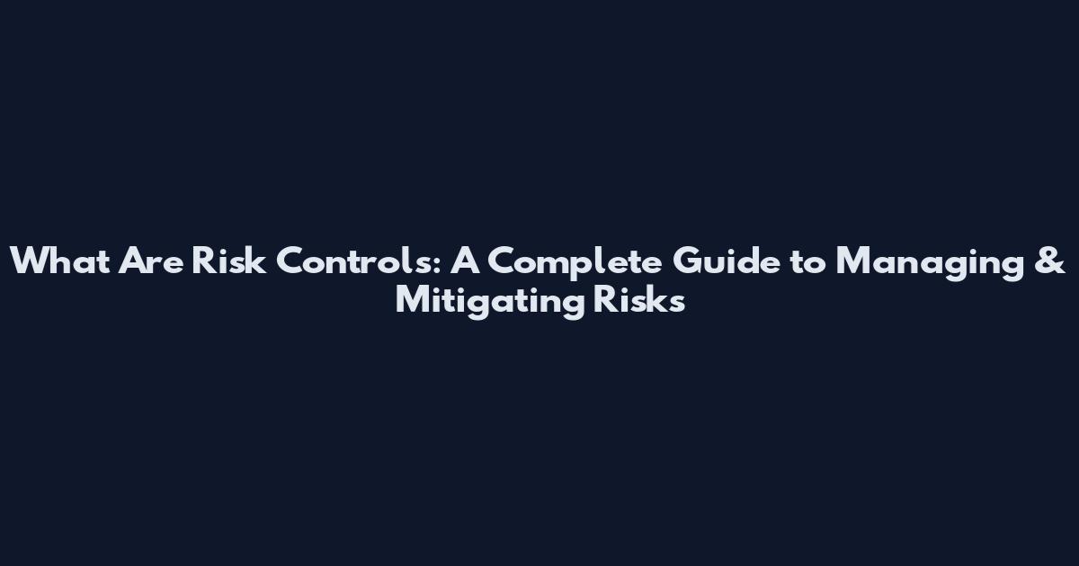 What Are Risk Controls: A Complete Guide to Managing & Mitigating Risks