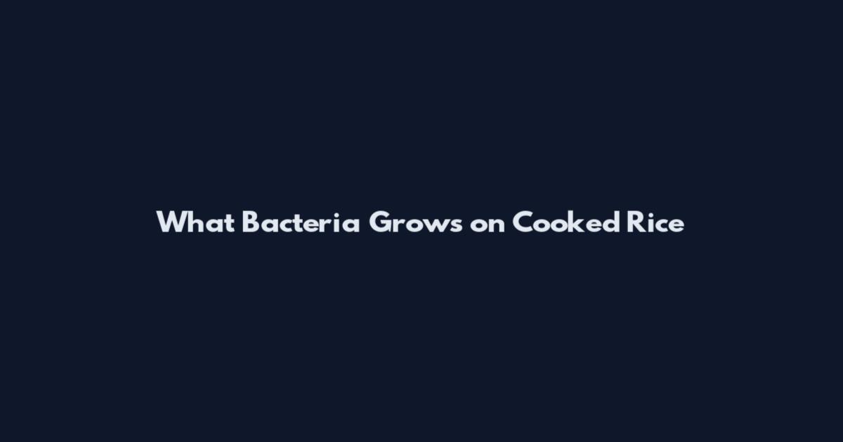 What Bacteria Grows on Cooked Rice