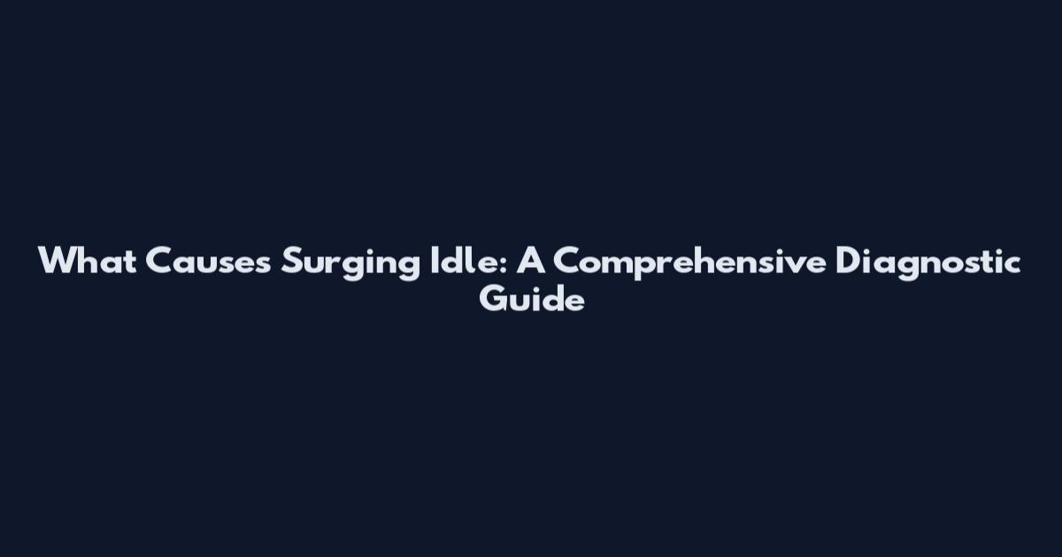 What Causes Surging Idle: A Comprehensive Diagnostic Guide