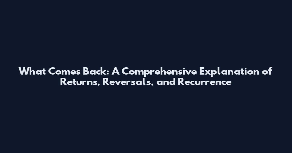 What Comes Back: A Comprehensive Explanation of Returns, Reversals, and Recurrence