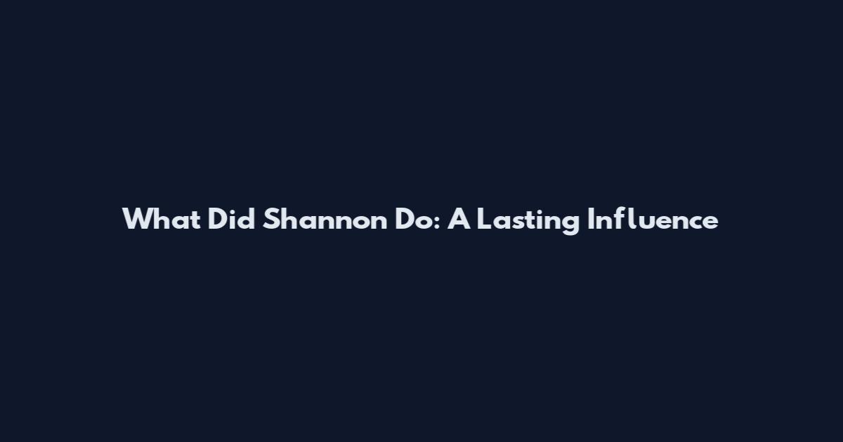 What Did Shannon Do: A Lasting Influence
