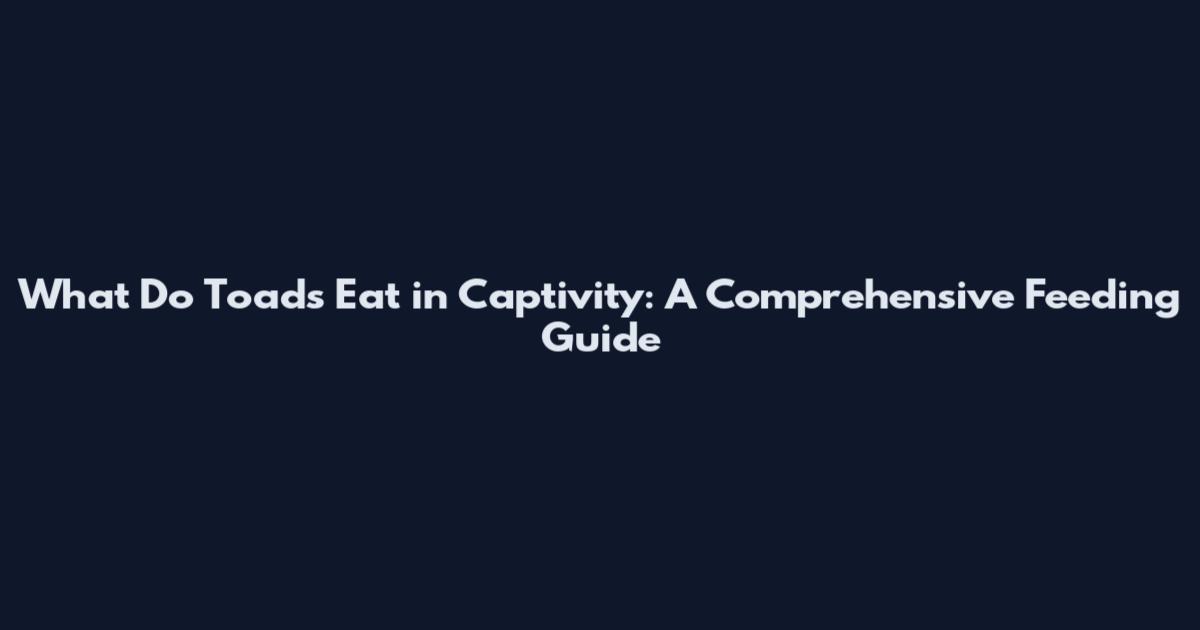 What Do Toads Eat in Captivity: A Comprehensive Feeding Guide