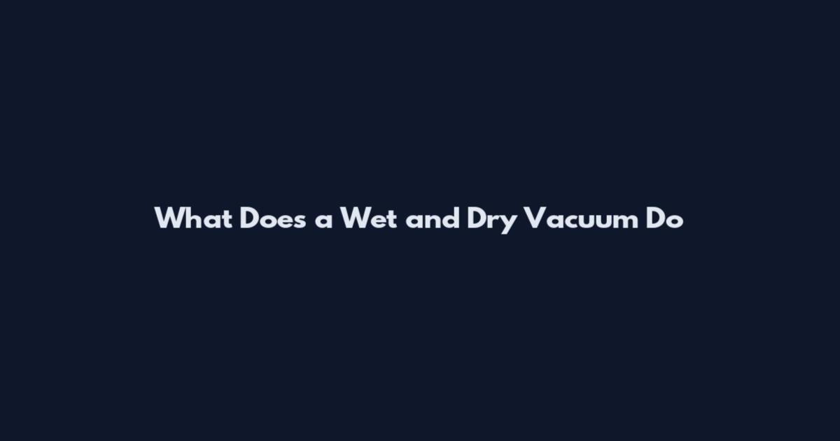 What Does a Wet and Dry Vacuum Do