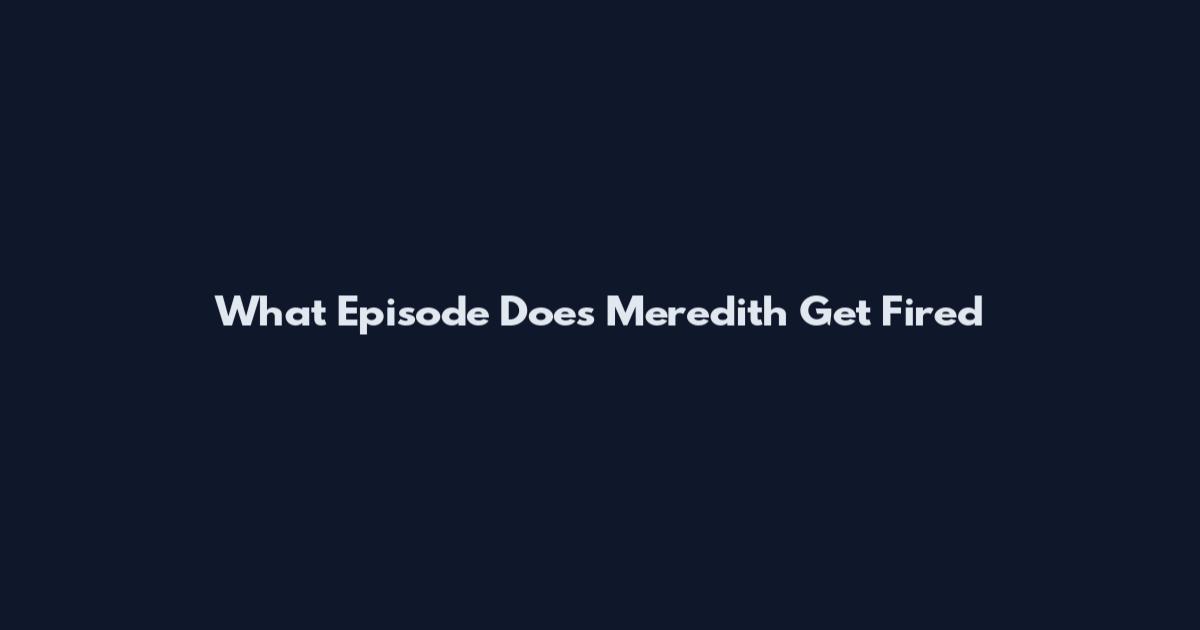 What Episode Does Meredith Get Fired